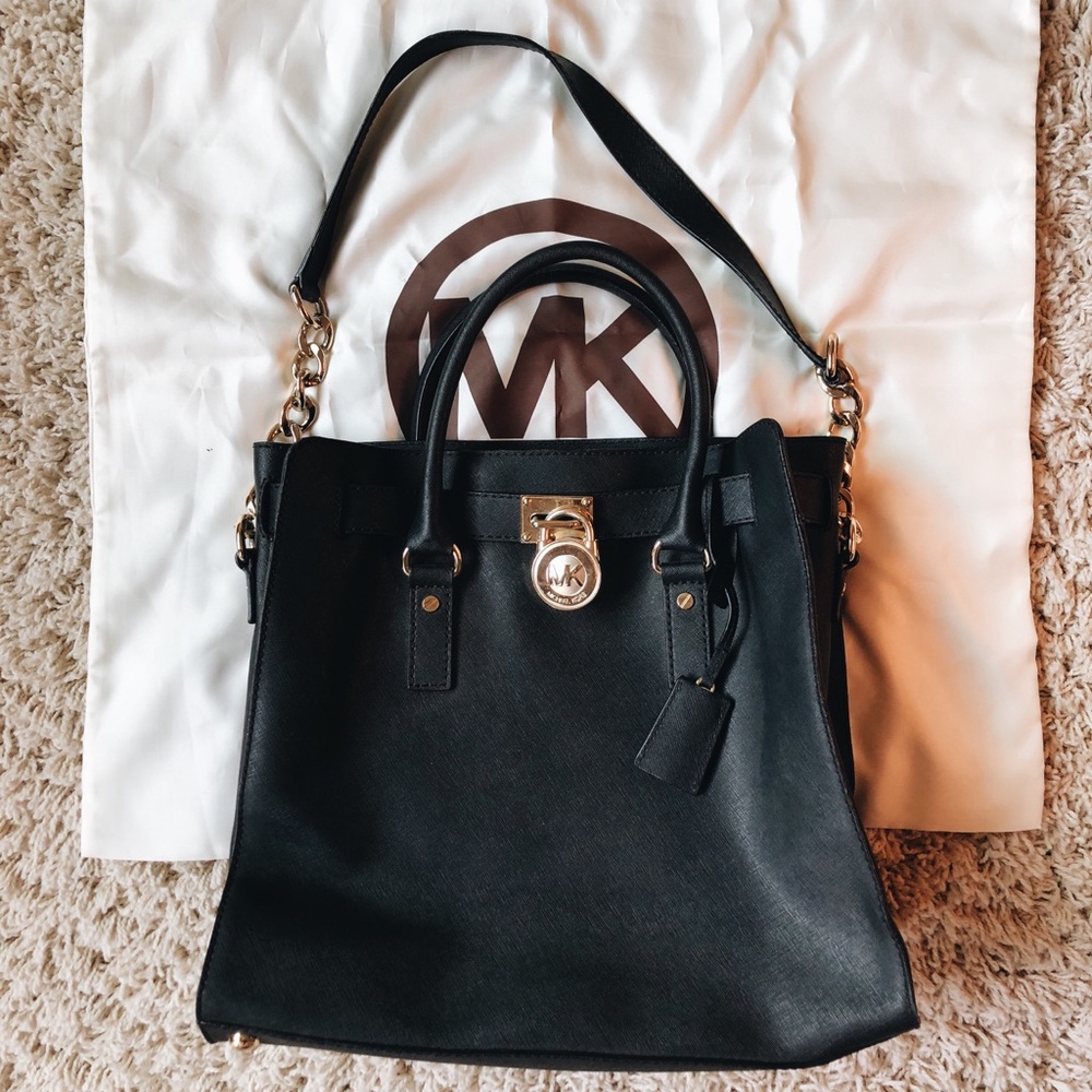 Michael Kors Hamilton Large Black Lock Tote